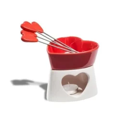 Chokladfondue-maskin - C Deco - Röd hjärta - 4 gafflar - Keramik - För vuxna