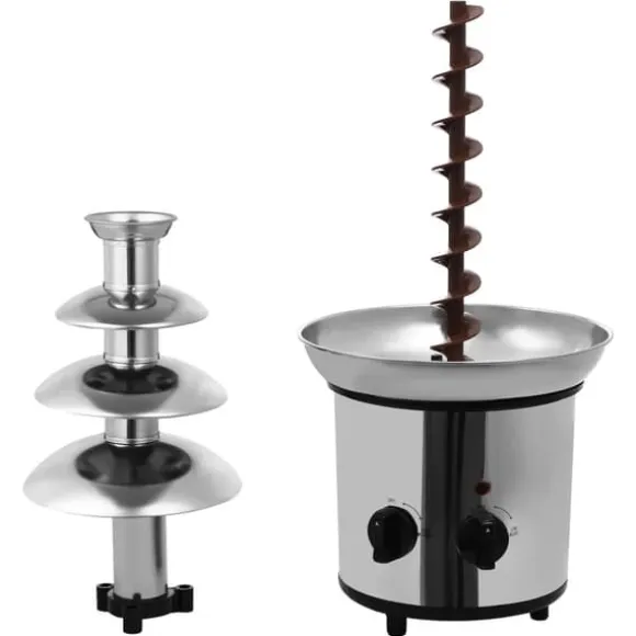 Chokladfontän - Elektrisk - 4 nivåer - 170 W - Stor kapacitet - Fest & bröllop - Silver