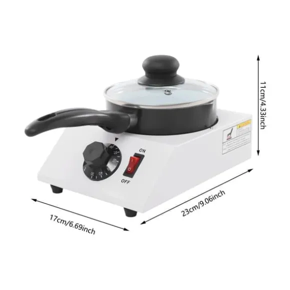Chokladsmältare - Enkel smältgryta - 30–85°C Justerbar - 1 kg Kapacitet - 14 cm Keramikkärl Non-stick - 40 W - EU‑plugg 220–230V - Svart/Vit