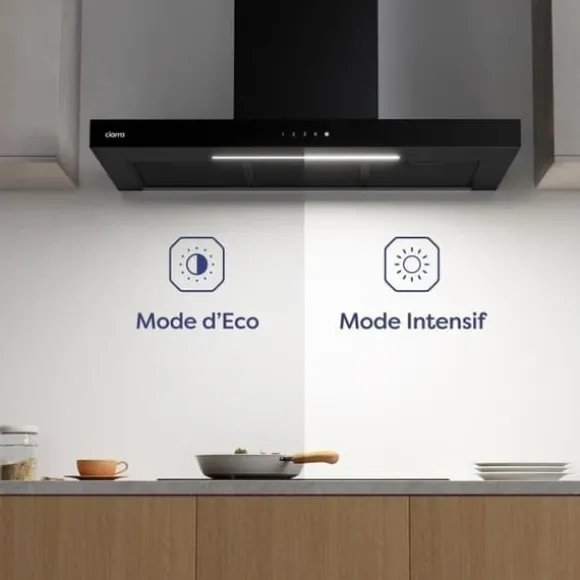 CIARRA Fläktkåpa 90 cm Wi-Fi ansluten pekknapp A+++ 650m3/h Booster 59dB Svart