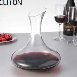 CLITON Vinkaraff, Snabb Vinluftare i Glas, Hällare och Karaff för Hemmabruk, Vinflaskpropp