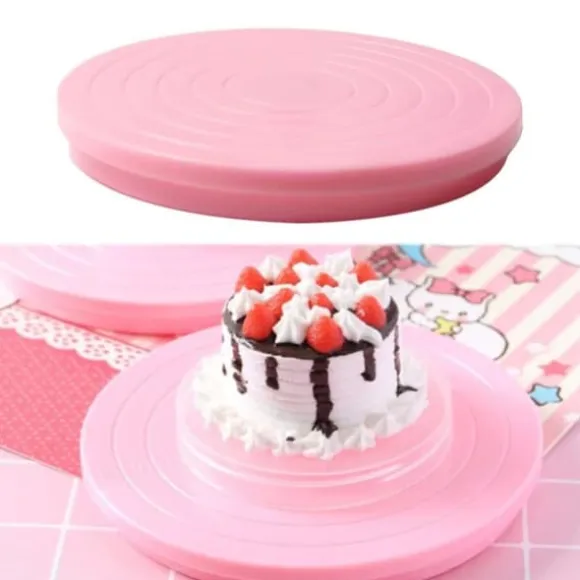 14 cm diameter sömlös DIY-tårtskiva, roterande plattform för dessertdekoration, säker att använda, lätt att städa