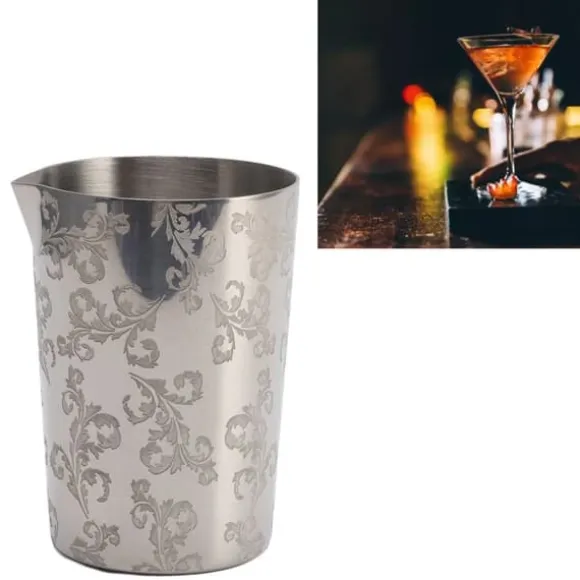 Cocktailglas i 304 rostfritt stål, värmebevarande, graverat, bartendingglas för bar