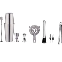 Cocktail set Dubbel shaker 750ml Rostfritt stål Silver 10 delar