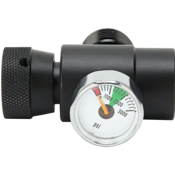 CO2-flaskpåfyllningsadapterkontakt CGA320 // TR21-4 ASA 3000psi tryckmätare svart