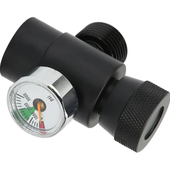 CO2-flaskpåfyllningsadapterkontakt CGA320 // TR21-4 ASA 3000psi tryckmätare svart