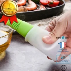 CONFO® Levereras med en flaska olja, en köksoljeborste av högtemperaturbeständig och luddfri silikon