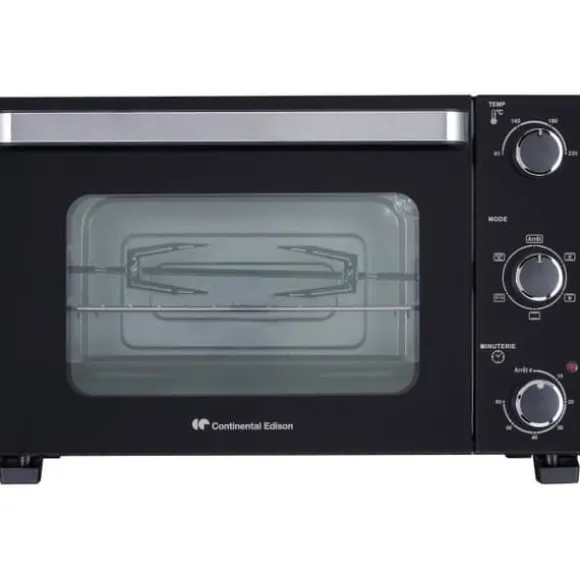 CONTINENTAL EDISON CEMF28B2 - Elektrisk miniugn 28L svart - 1500W - Rotisserie, Naturlig konvektion