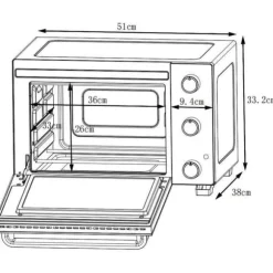 CONTINENTAL EDISON CEMF35B4 - Elektrisk miniugn 35L svart - 1500W - Rotisserie, Naturlig konvektion