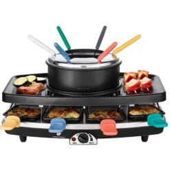 Continental Edison FD12881 Raclette och Fondue 8 personer - Svart