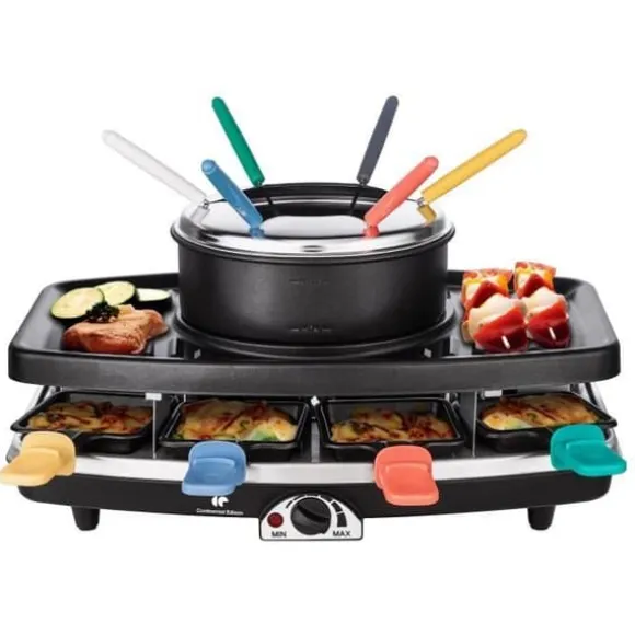 Continental Edison FD12881 Raclette och Fondue 8 personer - Svart