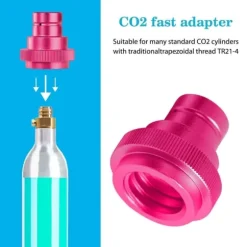 CO2 Snabbkoppling till SodaMaker - Universell Adapter för Terra/Art/TR21-4 | Blå Cylinder & Vattenkarbonator - Rosaröd