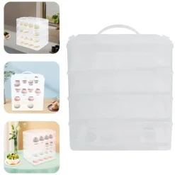 Cupcake/Muffins-låda - Transportlåda 4 våningar - Med handtag - Stapelbar - Bärbar - Svart