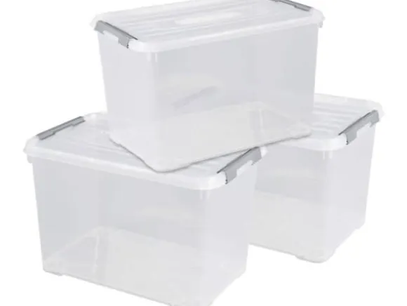 Curver 240682 Plasticbokse HANDY Lukket , Kan stables (B x H x T) 400 x 390 x 600 mm Transparent 3 stk