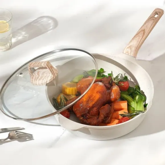 19-delade Grytor och Kastruller, Granit Nonstick, Köksredskap i Vit Färg, Lätt att Rengöra