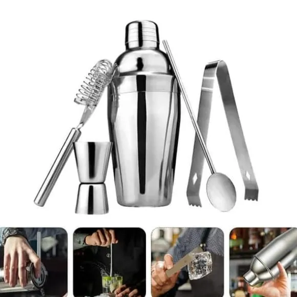5-Delar cocktailset , barset, shaker 700ml - Rostfritt stål