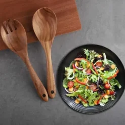 6 delar köksredskapsset i teak för non-stick köksredskap, träspatel, gaffel, spatel, slev, pass