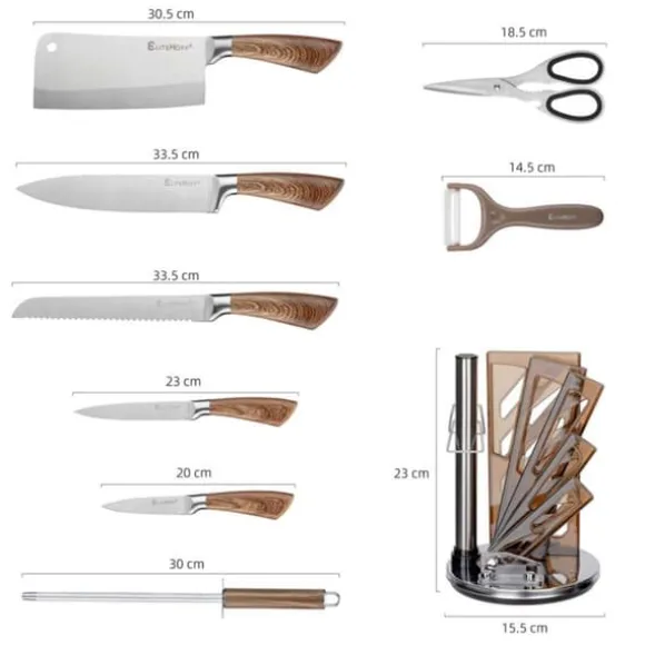 DELAR SET KÖKSKNIVSTÄLL MED SLIPP OCH SAX E-6265
