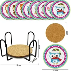 Diamantbroderi - Glasunderlägg Glasunderlägg 8 st - Ugglor