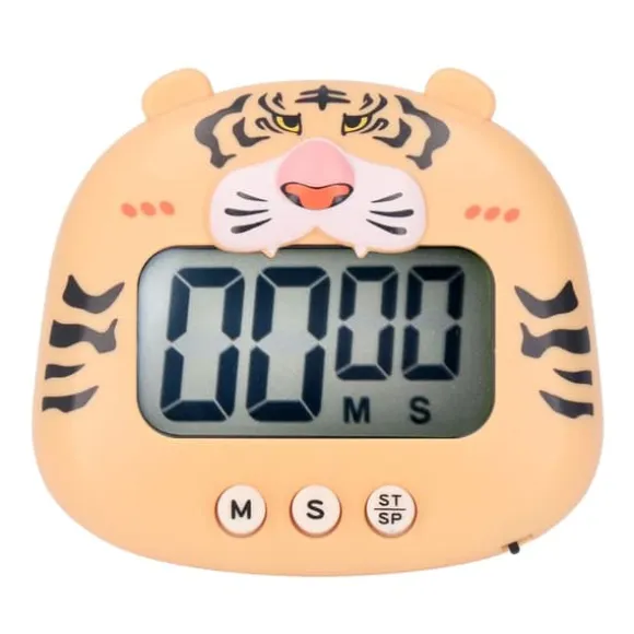 Digital Kökstimer Nedräkning Nedräkning Tecknad Djurljud Blixtvarning Enkel användning med ställ för matlagning Undervisning Gul tiger