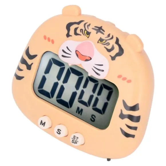 Digital Kökstimer Nedräkning Nedräkning Tecknad Djurljud Blixtvarning Enkel användning med ställ för matlagning Undervisning Gul tiger
