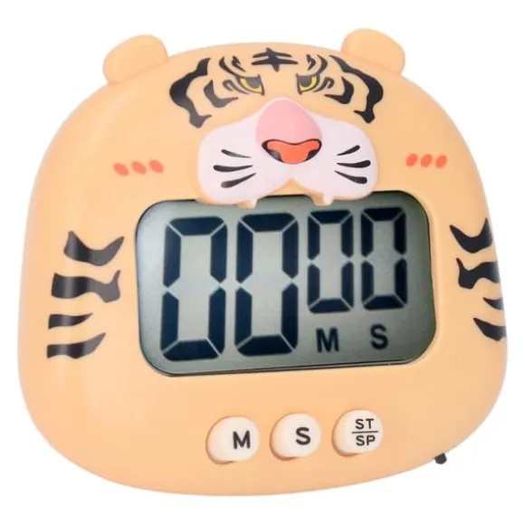 Digital Kökstimer Nedräkning Nedräkning Tecknad Djurljud Blixtvarning Enkel användning med ställ för matlagning Undervisning Gul tiger