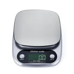 Digital köksvåg 5 kg/0,1 g med LCD-skärm, rostfri stålplattform och tarafunktion för exakt matlagning