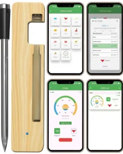 Digital köttermometer Digital trådlös dubbelsensor Bluetooth BBQ-termometer för grill, matlagning, rökning