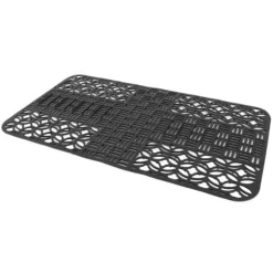 Diskbänksmattor Silikon Anti-halk Värmebeständig 66x35cm Stor storlek Fyrkantig ihålig diskbänksskydd för kök Svart