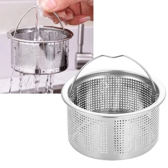 Diskbänkssil med handtag 304 rostfritt stål diskbänksavlopp Djup kopp korgsil 3 tum ytterdiameter