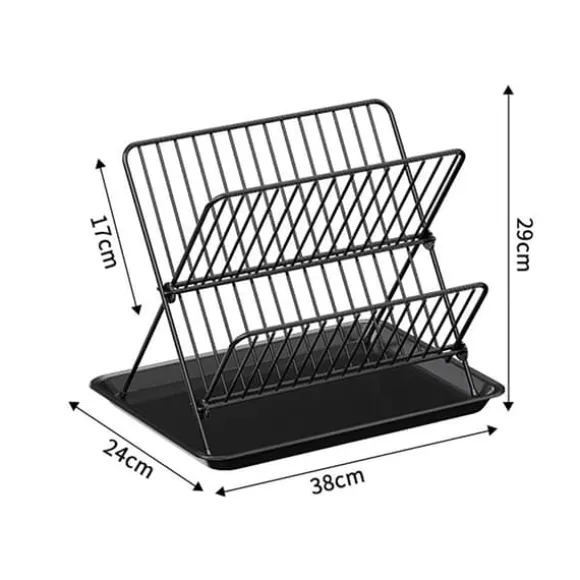 Diskställ 32 x 21 x 26,5 cm – svart metall med två våningar