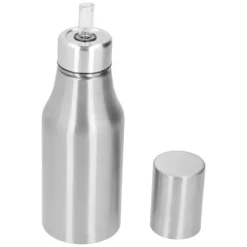 Dispenser för olivolja i rostfritt stål 500ML Läcksäker Dammsäker kök Olivolja Karaff Silver