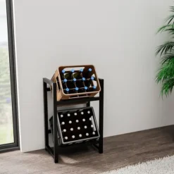 Dricks Crate Holder Stapel - Bottess Rack - Stylish Drink Storage, Rostless Steel | Färg: Svart | Storlek: 75x47x31 cm