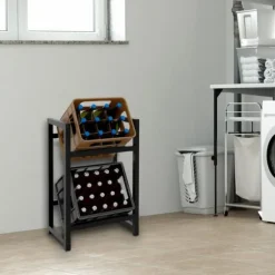 Dricks Crate Holder Stapel - Bottess Rack - Stylish Drink Storage, Rostless Steel | Färg: Svart | Storlek: 75x47x31 cm