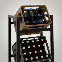 Dricks Crate Holder Stapel - Bottess Rack - Stylish Drink Storage, Rostless Steel | Färg: Svart | Storlek: 75x47x31 cm