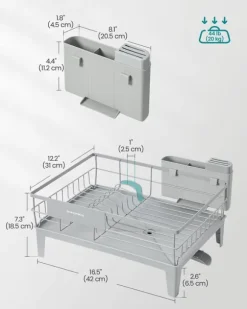 Dräneringsställ med droppbricka och bestickhållare - Stål - Dove grå