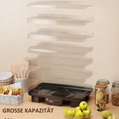 Dörrautomat 550 W, 40–70°C, 6 höjdjusterbara brickor, 48 h timer, svart