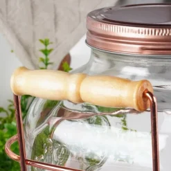 Dryckesburk med kran och guldfärgat stativ 5,5 l + 12 glas 200 ml