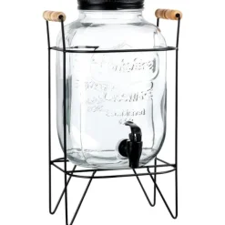 Dryckesburk med kran och stativ, svart, 5,5 l