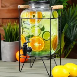 Dryckesburk med kran och stativ, svart, 5,5 l