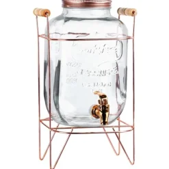 Dryckesburk Stor dispenserburk i glas med kran och stativ 5,5L