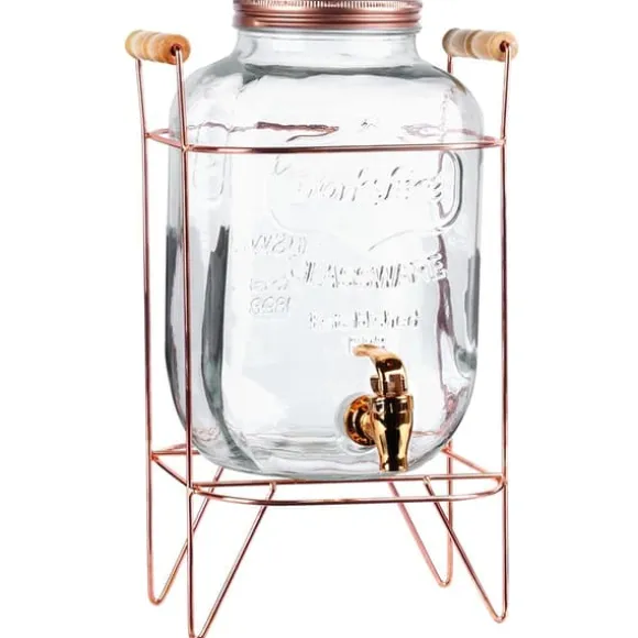 Dryckesburk Stor dispenserburk i glas med kran och stativ 5,5L