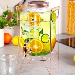 Dryckesburk Stor dispenserburk i glas med kran och stativ 5,5L