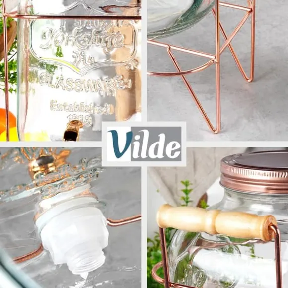 Dryckesburk Stor dispenserburk i glas med kran och stativ 5,5L