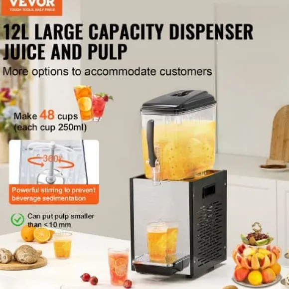 Dryckesdispenser, 12 L, 22,5x43x68 cm, Rostfritt stål
