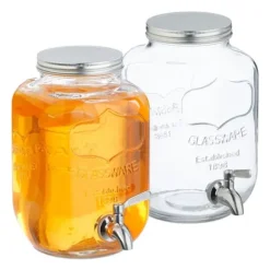 Dryckesdispenser set, 25x15x22 cm, Klar, Silver