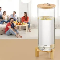 Dryckesdispenser, 20,5x20,5x63,7 cm, Transparent, Glas med träställning