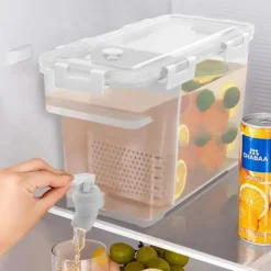 Dryck- och vattendispenser - Dubbeltank 3,5 l - Kran & avdelare - För kylskåp - Vit