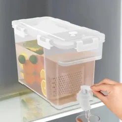 Dryck- och vattendispenser - Dubbeltank 3,5 l - Kran & avdelare - För kylskåp - Vit