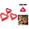 Dubbelsidiga plastutstickare HEART hjärtan 3 stycken kakutstickare för pepparkakor shortbread-kakor